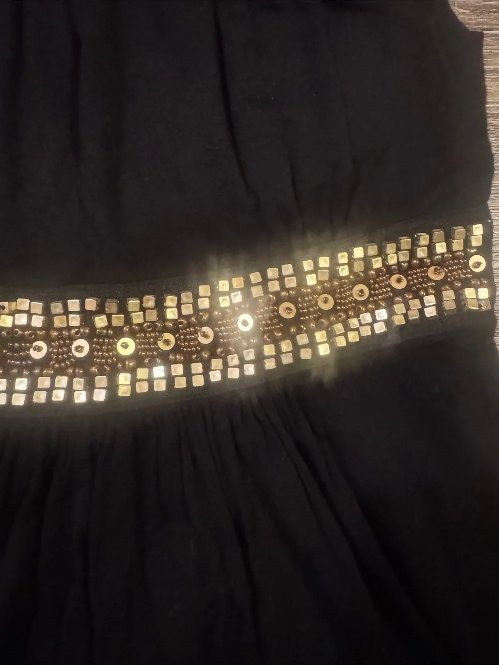 Apt. 9 Black Sleeveless Mini Dress with Gold Embellished Waist